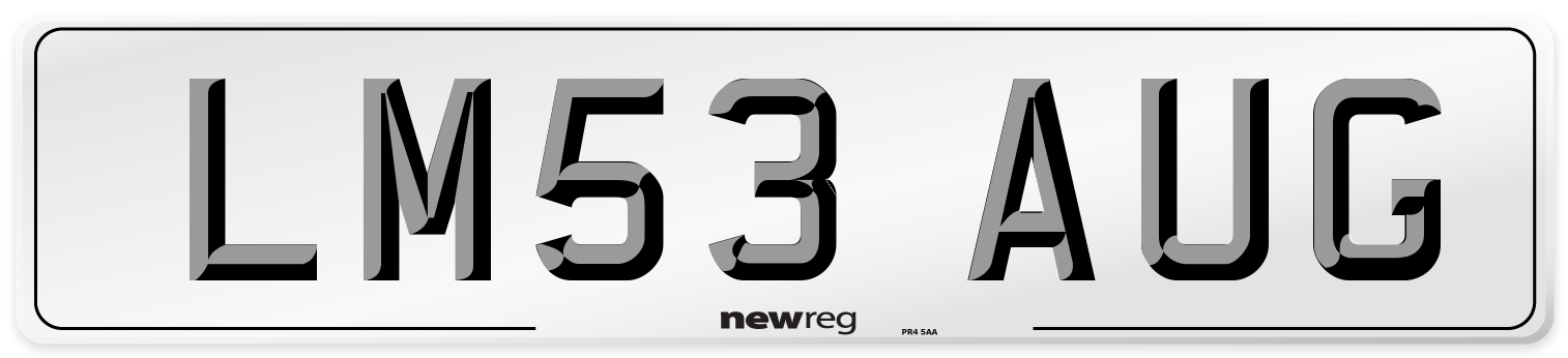 LM53 AUG Number Plate from New Reg